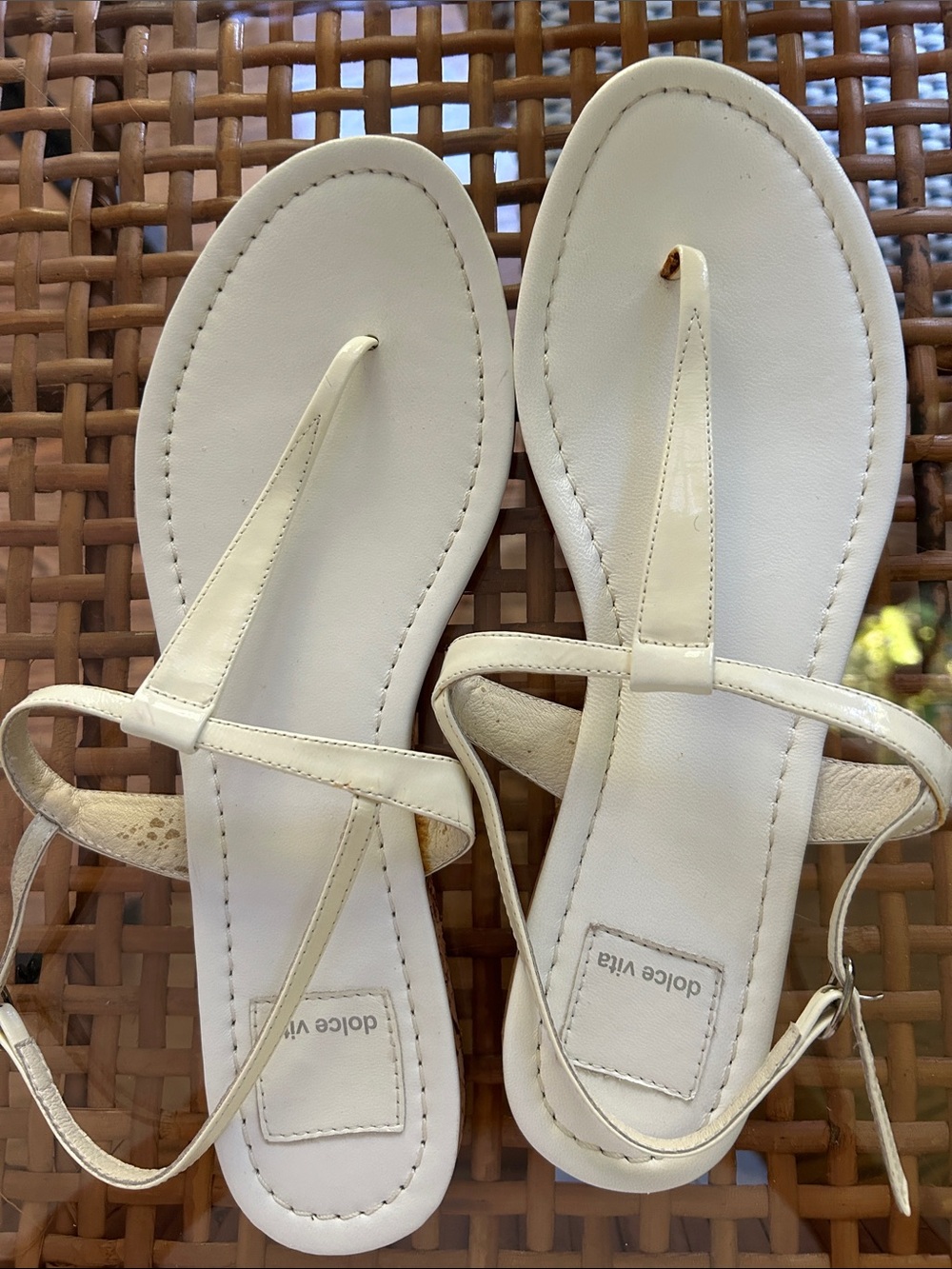 Dolce Vita White Strappy Thong Sandals